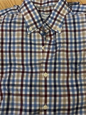 Peter Millar Men's Plaid Button-Down Shirt in Blue, Brown & Burgundy